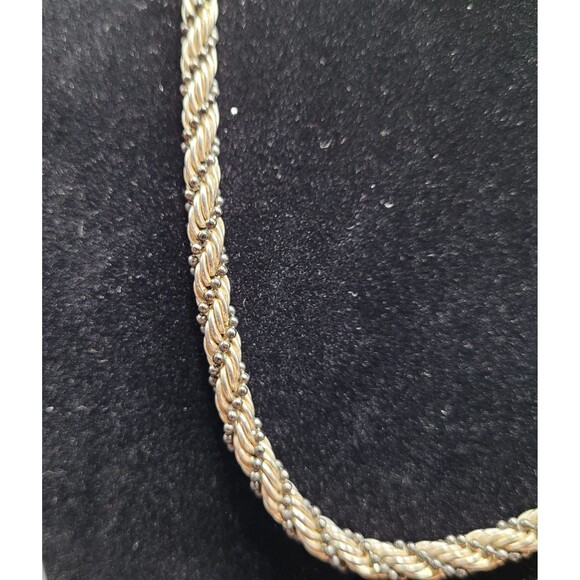 Pretty, Heavy Silver and Black Beaded Necklace Marked Korea - Picture 1 of 3